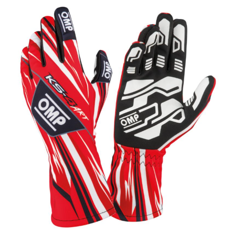 Kartinga cimdi - OMP Karting Gloves KS-4 ART - Racewear - Red/White