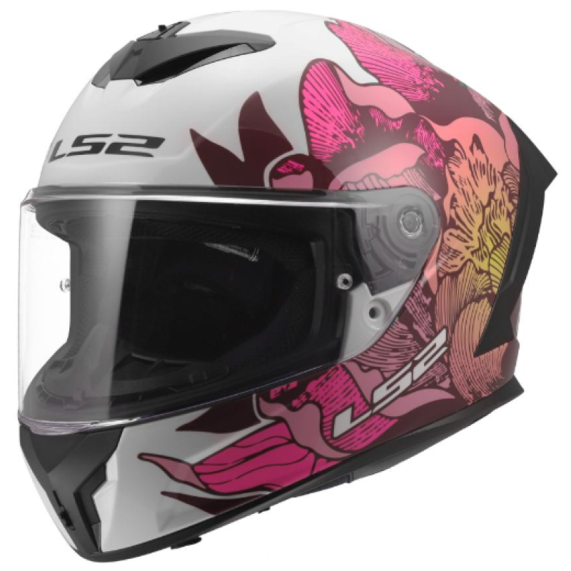 Kartinga ķivere - Full face Helmet - Speed by LS2 Rapid III FF820 Poppies II Helmet - Racewear - PinkWhite
