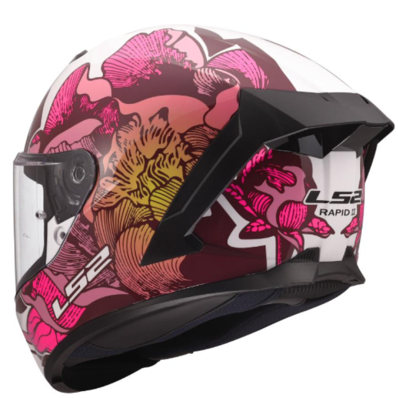 Kartinga ķivere - Full face Helmet - Speed by LS2 Rapid III FF820 Poppies II Helmet - Racewear - PinkWhite
